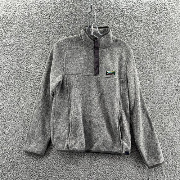 LL Bean 1/4 Snap Fleece Pullover Mens Small Gray Long Sleeve Slightly Fitted - Picture 1 of 9